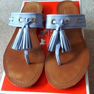 Coach women's vegan leather chambray sandals size 8 1/2.